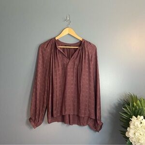 Current Air Notched Neckline Floral Purple Blouse